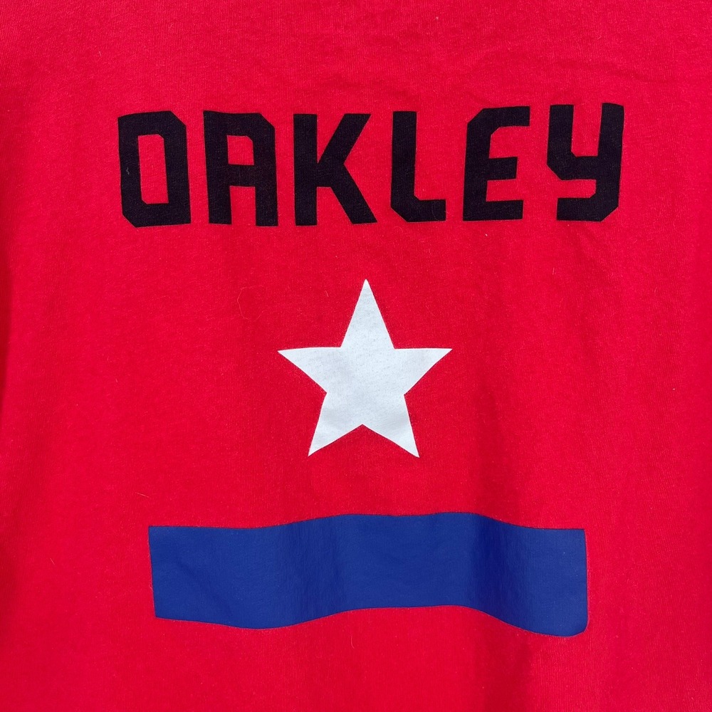 Oakley‎ Mens Red Graphic T-Shirt Short Sleeve Regular Fit Star Logo Large USA - Picture 9 of 14